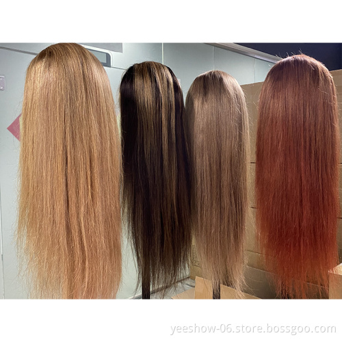 Factory spot wholesale  Virgin Brazilian full lace human hair wig Green red orange brown color  Lace Frontal Wigs